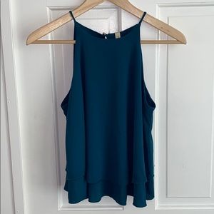 Teal high neck tank blouse.